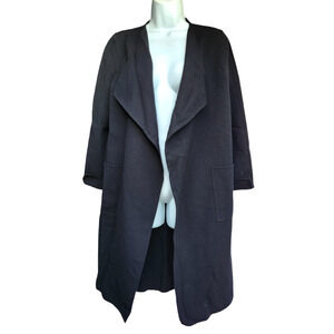 St. John Open Front Black Wool Long Jacket 2